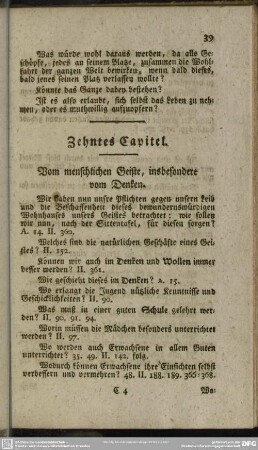 Zehntes Capitel. Vom menschlichen Geiste, insbesondere vom Denken
