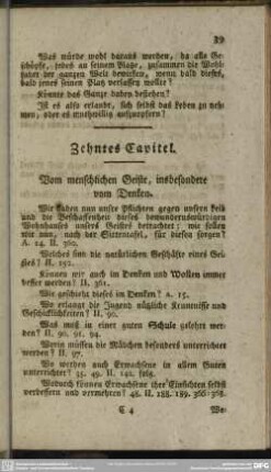 Zehntes Capitel. Vom menschlichen Geiste, insbesondere vom Denken