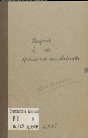 Zivilstandsregister der evangelischen Münstergemeinde Herford, Kreis Herford (GAHT 1808). (Gemeinde: Evangelische Münstergemeinde Herford)