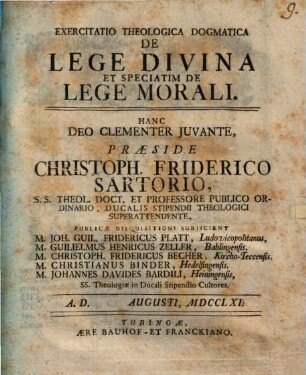 Exercitatio theol. dogm. de lege divina, et spec. de lege morali