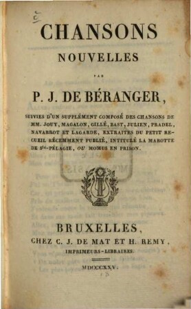 Chansons nouvelles