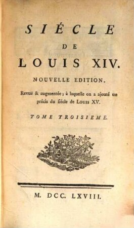Le Siècle De Louis XIV., 3