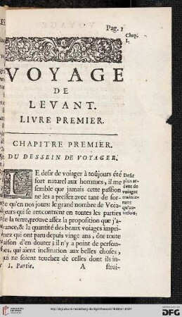 Chapitre premier: Du dessein de voyager