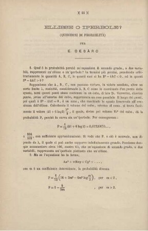 Ellisse o iperbole? (Questioni di probabilità).