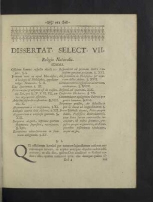 Dissertat. Select. VII. - VIII.