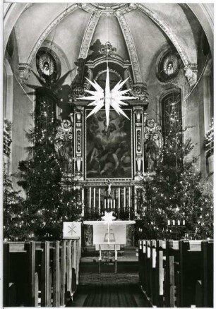 Moritzburg. Inneres der Kirche zu Weihnachten 1979