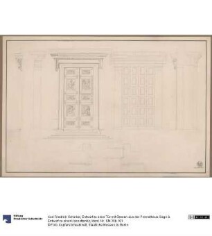 Entwurf zu einer Tür mit Szenen aus der Prometheus-Sage & Entwurf zu einer Kassettentür
