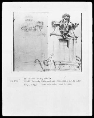 Blatt aus Skizzenbuch Römische Reise - Barockfenster und Balkon