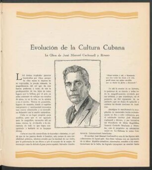 Evolución de la Cultura Cubana : La Obra de José Manuel Carbonell y Rivero ; retrato por Martínez Labat