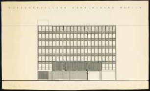 Verwaltungsgebäude Kassenärtzliche Vereinigung, Wettbewerb, Bismarckstraße, Berlin-Charlottenburg: Ansicht von der Hofseite 1:50