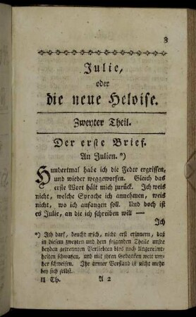 Der erste Brief. An Julien. - Der vierte Brief. Julie an Claren.