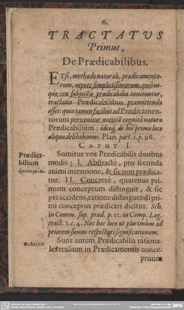 Tractatus Primus, De Praedicabilibus