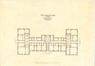 Gärtner, Friedrich von; Edenkoben (Pfalz); Schloss Ludwigshöhe - Nebengebäude (Grundriss EG) mit Bodenspiegel