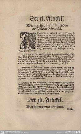 Der XLI. Artickel. Von Kumer und vorboten.