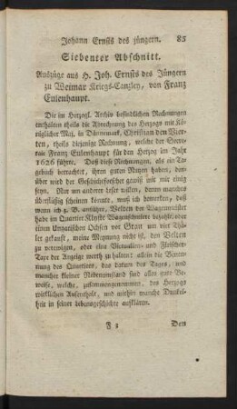 Siebenter Abschnitt. Auszüge aus H. Joh. Ernsts des Jüngern zu Weimar Kriegs-Canzley, von Franz Eulenhaupt