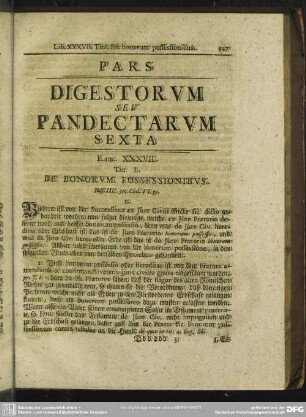 Pars Digestorum Seu Pandectarum Sexta