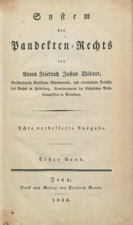 Bd. 1: System des Pandekten-Rechts