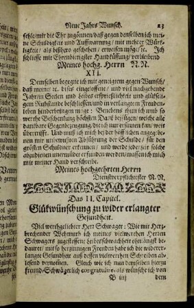 Das II. Capitel. Glückwünschung zu wider erlangter Gesundheit.