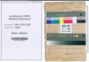 Entnazifizierung Wilhelm Weitz , geb. 07.09.1893 (Bahnsekretaer)