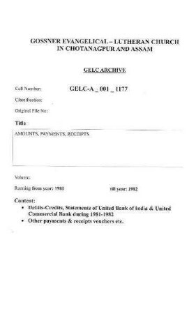 ACCOUNTS, PAYMENTS, RECEIPTS