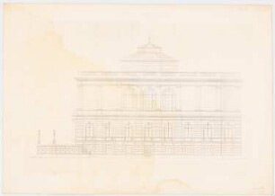 Werke der höheren Baukunst, Darmstadt 1860. Museum, Leipzig: Aufriss Seitenansicht