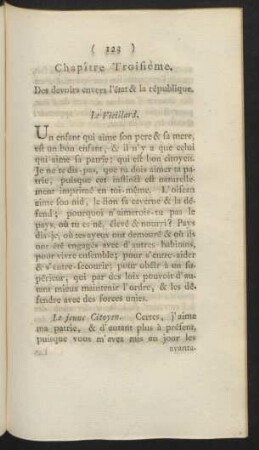 Chapître Troisième. De devoirs envers l'état & la république