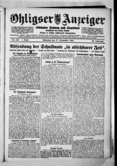 Ohligser Anzeiger : Ohligser Zeitung und Tageblatt ; einzige in Ohligs erscheinende Tageszeitung