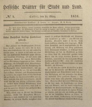 № 4. Cassel, den 23. März. 1831.