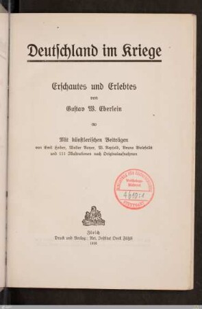 [1]: Erschautes und Erlebtes