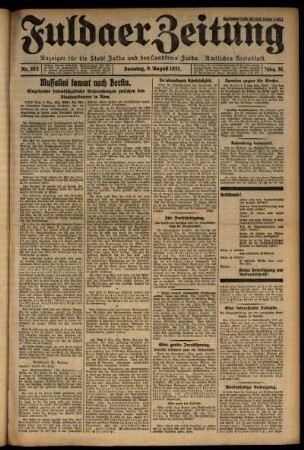 Erste Ausgabe vom Sonntag, den 09. August 1931.