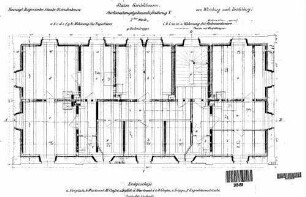 Geroldshausen: Empfangsgebäude Verwaltungsgebäude Grundriß 1.Stock (mit Gebälk)