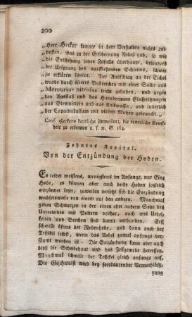 Zehntes Kapitel. Von der Entzündung der Hoden.