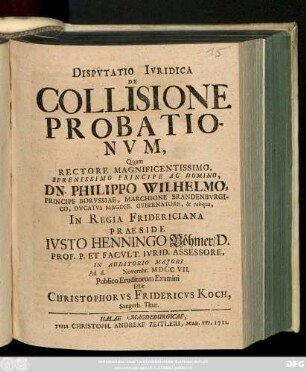 Dispvtatio Ivridica De Collisione Probationvm