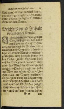 Beschlus unnd Inhalt vorgehender Artickel.
