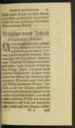 Beschlus unnd Inhalt vorgehender Artickel.