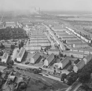 Wohnsiedlung in Senftenberg : Blickrichtung Südwesten zum Heizkraftwerk