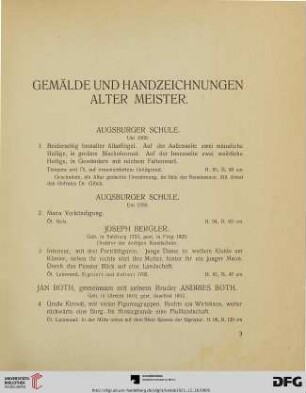Gemälde und Handzeichnungen alter Meister (Nr. 1-48)