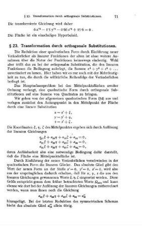 § 23. Transformation durch orthogonale Substitution.