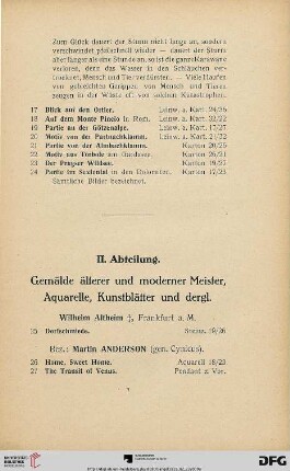 Gemälde älterer und moderner Meister, Aquarelle, Kunstblätter und dergl. (Nr. 25-252)