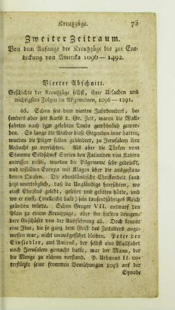 Zweiter Zeitraum. Von dem Anfange der Kreuzzüge bis zur Entdeckung Amerika 1096 - 1492