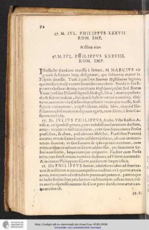 37. M. Iul. Philippus XXXVII. Rom. Imp. & filius eius 38. M. Iul. Philippus XXXVIII. Rom Imp.