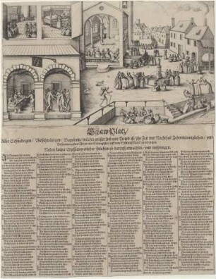 Schaw Platz/ Aller Schnadrigen/ Vielschwaetzigen/ Bapplerin/ welcher groeßter Lust und Frewd ist/ ihr Zeit mit Nachtheil Jedermaenniglichen/ und/ Versaumung ihrer Arbeit mit Schwapplen auff dem Schwatz Marck zu zubringen./ Neben kurtzer Erzehlung etlicher Fruechten so darauß erwachsen/ und entspringen.