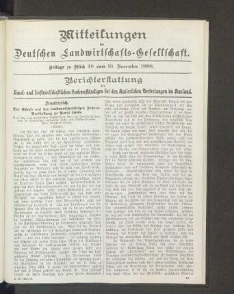 Beilage zu Stück 20 vom 10. November 1898.