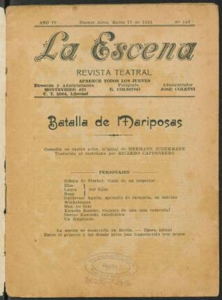 Batalla de mariposas : comedia en cuatro actos