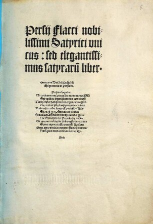 Persij Flacci nobilissimi Satyrici vnicus: sed elegantissimus Satyrarum liber
