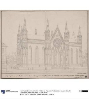 Berlin. Petrikirche. Plan zum Wiederaufbau im gotischen Stil. Perspektivische Ansicht