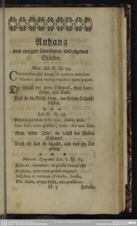 Anhang von einigen übersetzten und eigenen Stücken