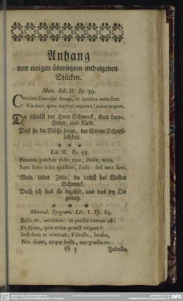 Anhang von einigen übersetzten und eigenen Stücken