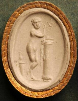Mercurius (Hermes) hat sich auf eine Säule gelehnt (Daktyliothek, Supplement)
