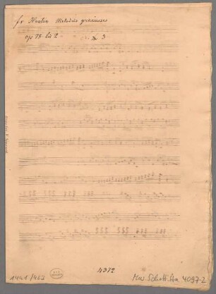 Melodiés gracieuses, pf, op. 78, Excerpts - BSB Mus.Schott.Ha 4097-2 : [title page:] Fr Hunten, Melodies gracieuses // op. 78 liv 2. N: [crossed out: "4"] 3